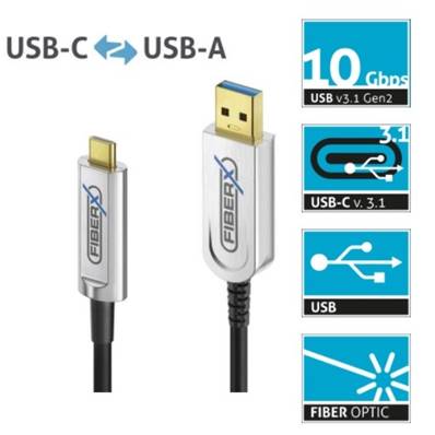 Cordon fibre optique Fibre USB-C vers USB-A AOC -15 m