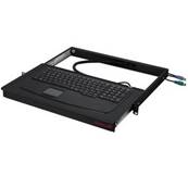 Tiroir 19" 1U télescopique RAL9005 clavier français, touchpad et USB