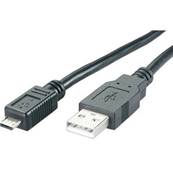 Cordon USB 2.0 (480 Mbps) type A vers Micro USB B M/M noir- 3m