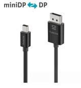 Cordon Mini DisplayPort / DisplayPort 4K60 noir - souple -1.5m