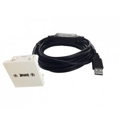Plastron 45x45 USB 2.0 type A F / cordon amplifié M 15m