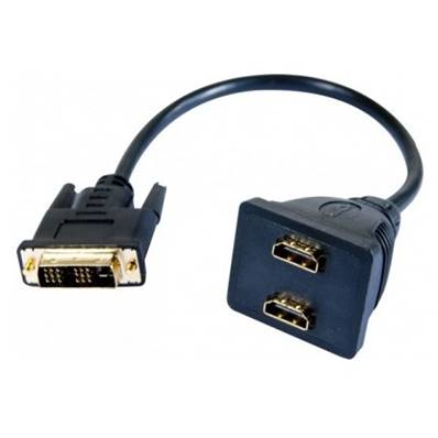 Cordon splitter 1 DVI-D M vers 2 HDMI F - 0.3m