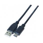 Cordon USB 2.0 type A mâle / type C mâle noir 1m