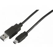 Cordon USB 2.0 Réversible type A vers Mini USB 5P A M/M - 2 m