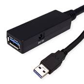 Rallonge USB 3.2 Gen 1 (5 Gbps) actif type A M/F noire - 15m