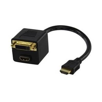 Adaptateur splitter HDMI A mâle vers 1 HDMI A F+ 1 DVI-D F