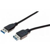 Rallonge USB 3.1 Gen1 (5Gbps) type A  mâle/femelle noire - 1,8m
