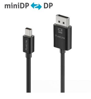 Cordon Mini DisplayPort / DisplayPort 4K60 noir - souple -1.5m