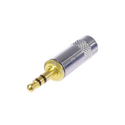 NYS231G Fiche mini jack3,5mm stéréo corps métal contact or/câble ø4mm