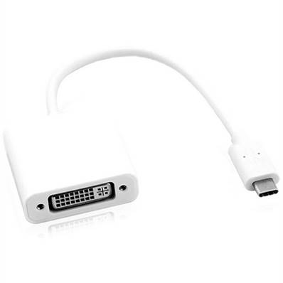 Câble adaptateur USB 3.1 de type C à DVI M/F 0.1m blanc.