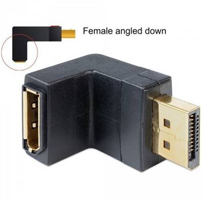 Adaptateur DisplayPort 1.1 mâle/femelle coudé 90° vers le bas