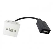 Plastron 45x45 USB 2.0 type B F / cordon USB type A amplifié F 0.2m