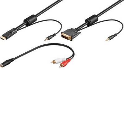 Cordon HDMI DVI mâle/mâle +déport jack 3.5 de 0.2m -2m