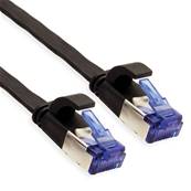 Cordon RJ45 plat Cat 6A F/FTP snagless noir manchon court - 5 m