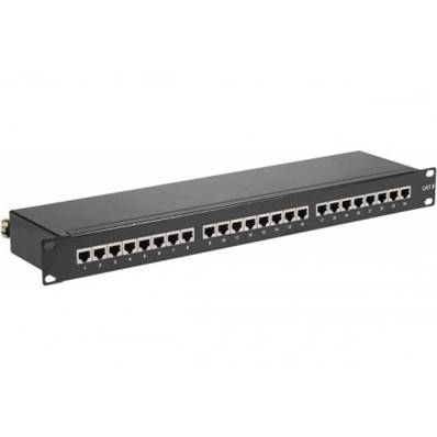 Panneau de brassage 19" 1U RJ45 cat.6 STP 24 ports noir