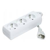 Bloc multiprise blanc 3PC 2P+T, 10/16A cordon 4m IEC C14 pour onduleu