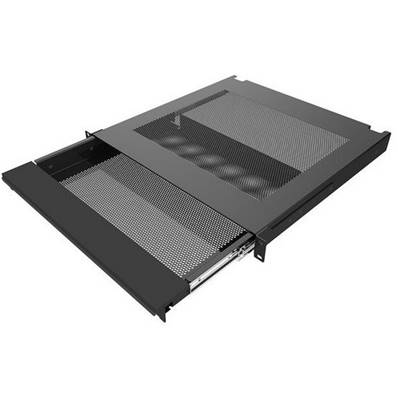 Tiroir 19" 1U pour clavier-souris acier noir avec serrure P= 453.5mm