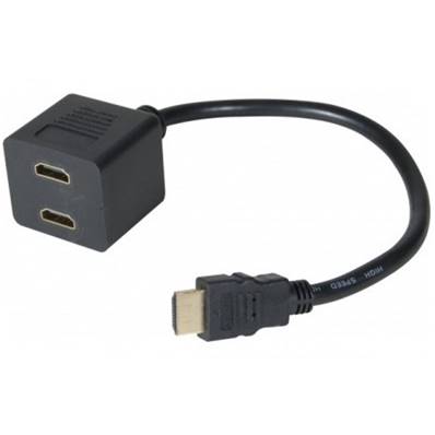 Cordon splitter 1 HDMI M vers 2 HDMI F - 0.3m