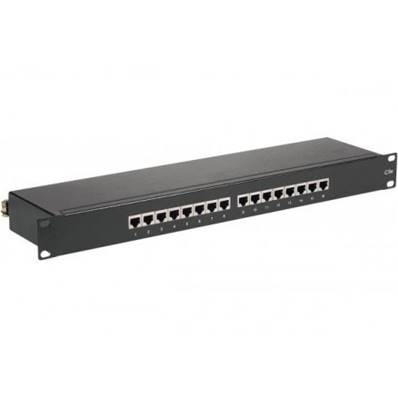 Panneau de brassage 19" 1U RJ45 cat.5e STP 16 ports noir