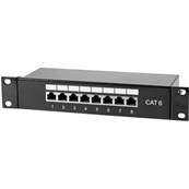 Panneau de brassage noir 10" 1U 8 ports catégorie 6 STP