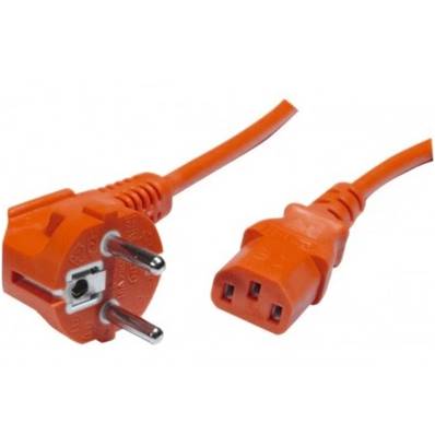 Cordon secteur HO5VVF 3x0.75mm² CEE7/7 coudé / IEC C13 orange 0.6m