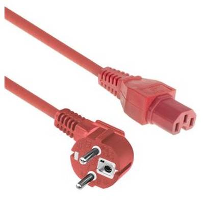 Cordon secteur HO5RNF 3x0.75mm² CEE7/7 / IEC C15 rouge 2m