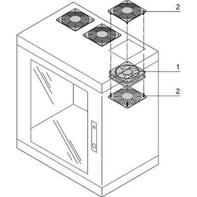 Ventilateur avec grille de protection 230V AC (1 ventil. + 2 grilles)