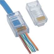 Fiche RJ45 cat.6 UTP avec guide-fils et paires traversantes