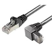 Cordon RJ45 CAT6a S/FTP coudé Bas / Normal - noir 0.5m