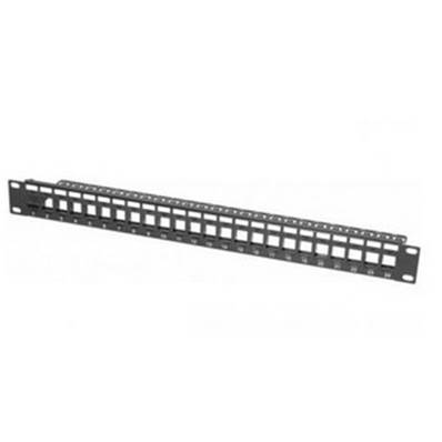 Panneau de brassage vide 19'' 1U RJ45 STP 24 ports Keystone noir