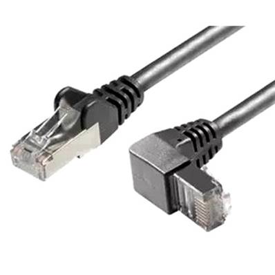 Cordon RJ45 CAT6a S/FTP coudé Bas / Normal - noir 1.0m