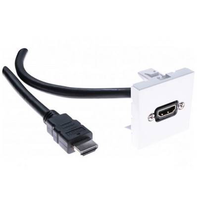 Plastron 45x45 HDMI 1.4 F coudée / cordon M 2m