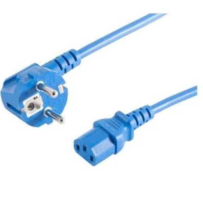 Cordon bleu 3x0.75mm² 220V-10A-2P+T mâle coudé vers C13 fem 1.80m