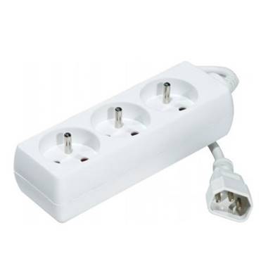 Bloc multiprise blanc 3PC 2P+T, 10/16A cordon 4m IEC C14 pour onduleu