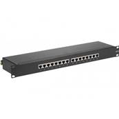 Panneau de brassage 19" 1U RJ45 cat.6 STP 16 ports noir