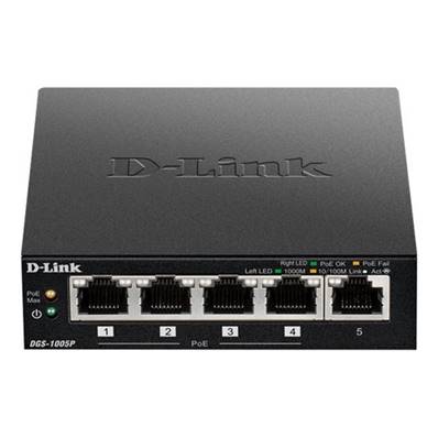 D-Link DGS 1005P - Switch - 5 ports 10/100/1000 RJ45 dont 4 PoE (60W)