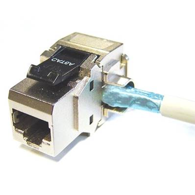 Embase RJ45 cat.6A -10G FTP - blindée -entrée de câble gauche/droite