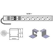 Réglette secteur 19" 6 PC 10/16A 230V + inter. diff. 25A-30mA +capot