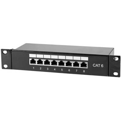 Panneau de brassage noir 10" 1U 8 ports catégorie 6 STP