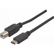 Cordon USB 2.0 (480 Mbps) type B mâle / type C mâle noir - 1.80m