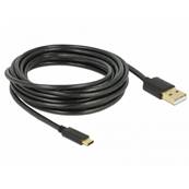 Cordon USB 2.0 (480 Mbps) Type A vers C mâle/mâle noir - 4m
