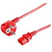 Cordon rouge 3x0.75mm² 220V-10A-2P+T mâle coudé vers C13 fem 3m