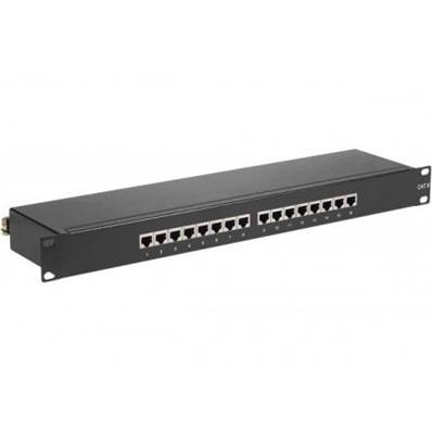 Panneau de brassage 19" 1U RJ45 cat.6 STP 16 ports noir