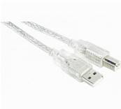 Cordon USB 2.0 (480 Mbps) type A vers B M/M - 1.8m - Transparent