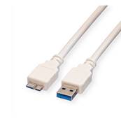 Câble USB 3.2 Gen 1 (5 Gbps) type A vers Micro B M/M blanc - 0,8m 