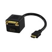 Adaptateur splitter HDMI A mâle vers 1 HDMI A F+ 1 DVI-D F