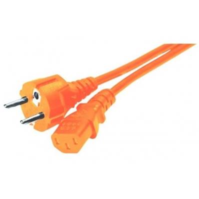 Cordon secteur HO5VVF 3x0.75mm² CEE7/7G droit / IEC C13 orange 1.8m