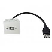 Plastron 45x45 USB 2.0 type B F / cordon USB type A F 0.2m