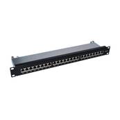 Panneau de brassage 19" 1U RJ45 cat.6a STP 24 ports noirs autodénud.