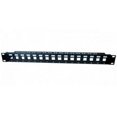 Panneau de brassage vide 19'' 1U RJ45 STP 16 ports noir